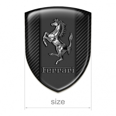 Ferrari Tuning Emblem Black Carbon Background Chromed Logo Style 