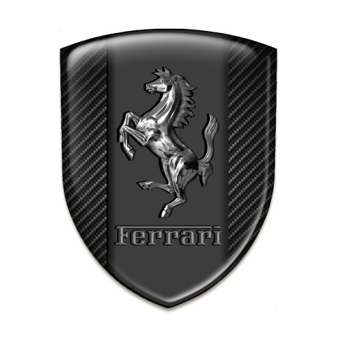 Ferrari Tuning Emblem Black Carbon Background Chromed Logo Style 