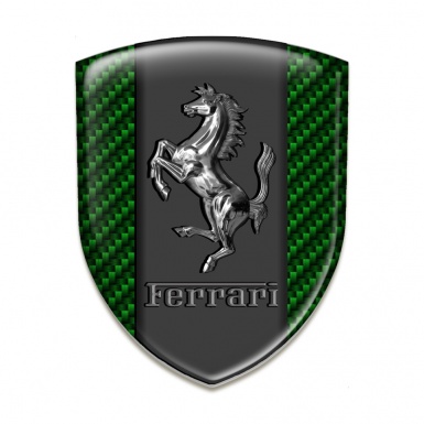 Ferrari Self Adhesive Emblem Logo Green Carbon And Chromed logo 
