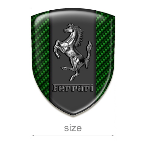 Ferrari Self Adhesive Emblem Logo Green Carbon And Chromed logo 