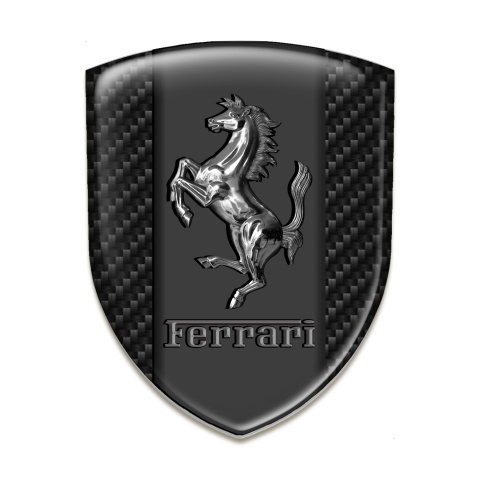 Ferrari Domed Emblem High End Dark Carbon With Chromed Logo 