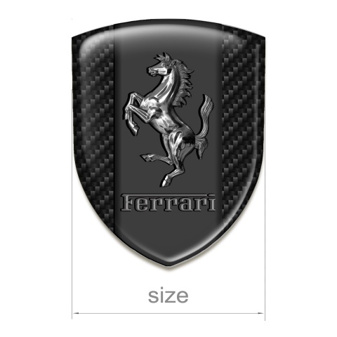 Ferrari Domed Emblem High End Dark Carbon With Chromed Logo 