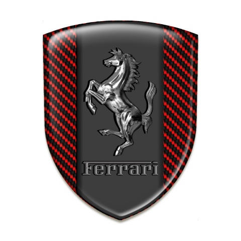 Ferrari Silicone Emblem Red Carbon with Chromed logo 