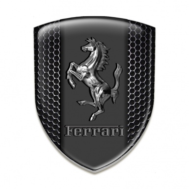 Ferrari Resin Sticker Black Honeycomb Effect With Chromed logo 