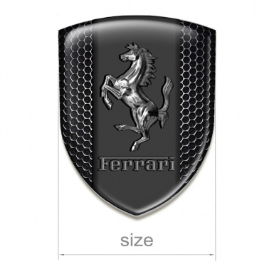 Ferrari Resin Sticker Black Honeycomb Effect With Chromed logo 