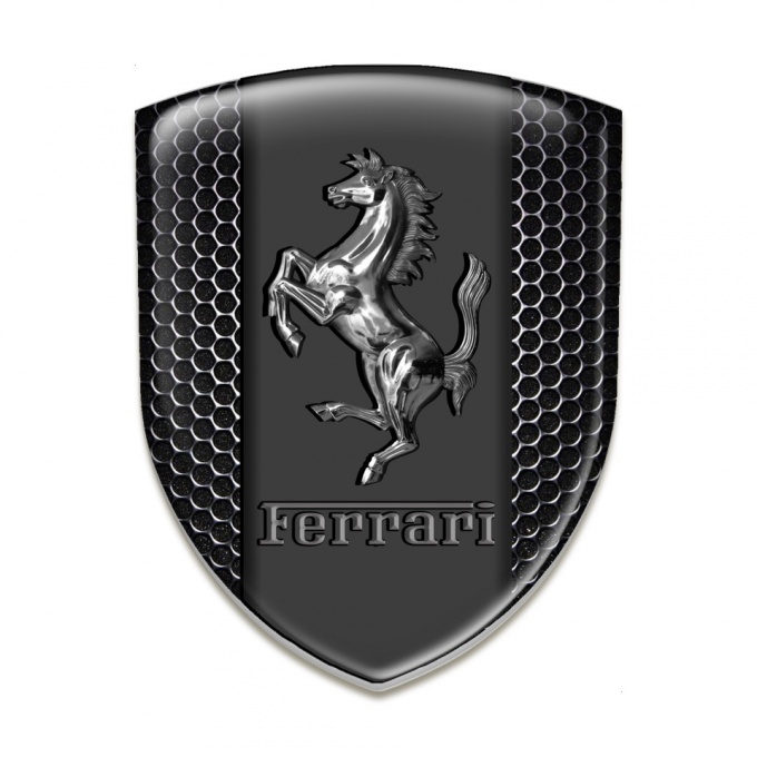 Ferrari Resin Sticker Black Honeycomb Effect With Chromed logo 
