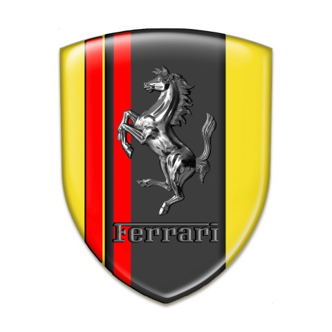 Ferrari Emblem Exterior Yellow Print with Red Lines And Chromed Logo 