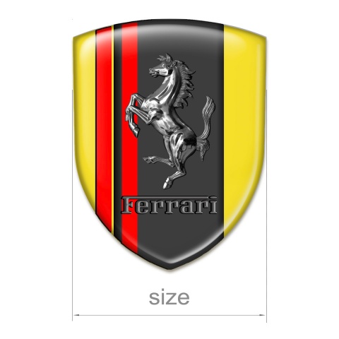 Ferrari Emblem Exterior Yellow Print with Red Lines And Chromed Logo 