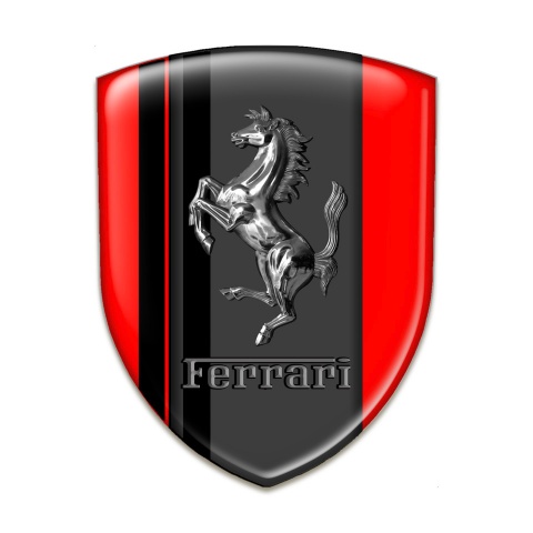 Ferrari Car Accessories Badge Red Base with Black Stripes edition 