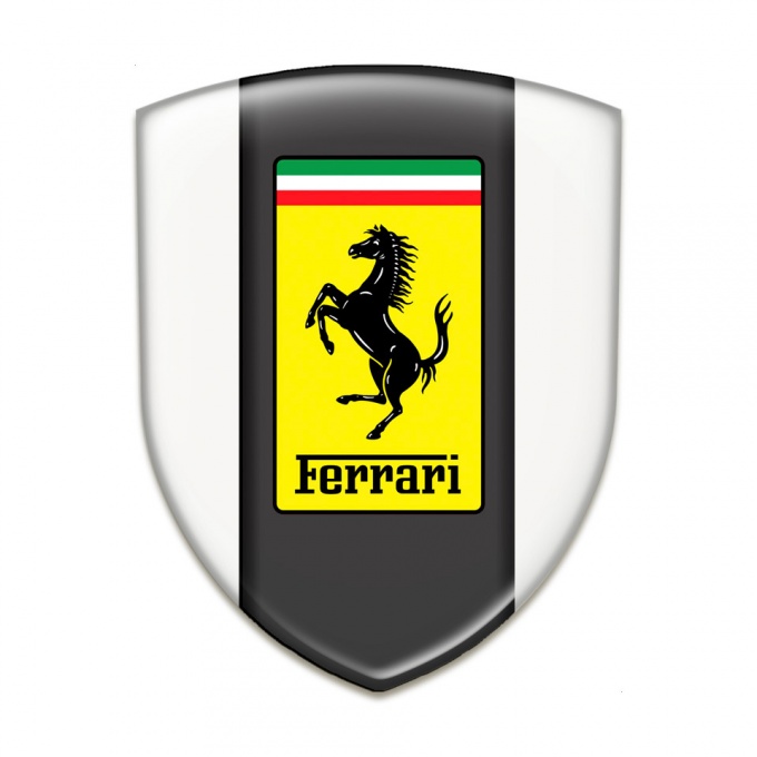 Ferrari Self Adhesive Emblem Logo White Design 