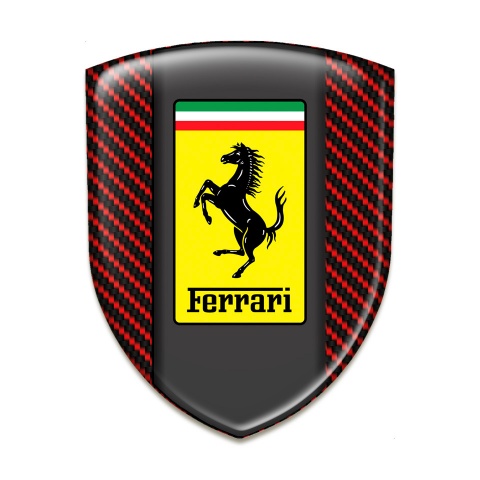 Ferrari Self Adhesive Emblem Logo Red Carbon Style 