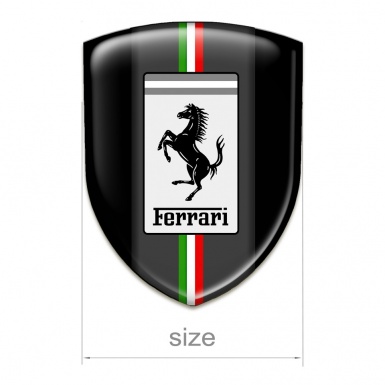 Ferrari Silicone Emblem Black Base White Badge logo 