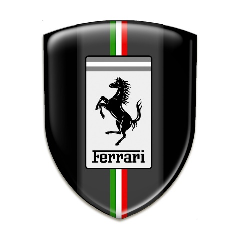 Ferrari Silicone Emblem Black Base White Badge logo 