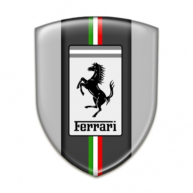 Ferrari Resin Sticker Grey base Italian Flag Style 