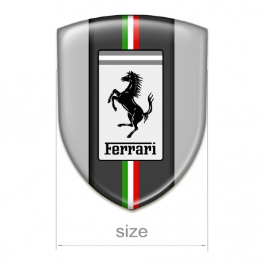 Ferrari Resin Sticker Grey base Italian Flag Style 