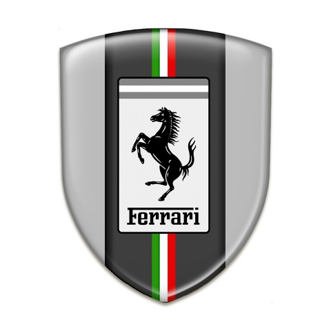 Ferrari Resin Sticker Grey base Italian Flag Style 