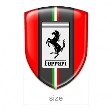 Ferrari 3D Gel Emblem Red Background Italian Flag Style 