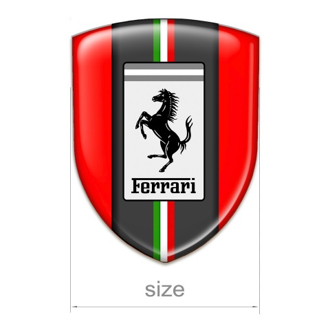 Ferrari 3D Gel Emblem Red Background Italian Flag Style 