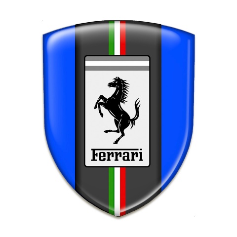 Ferrari Emblem Exterior Blue Background Italian Flag Style 