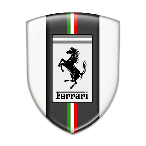 Ferrari Tuning Emblem White Base White Logo Style 