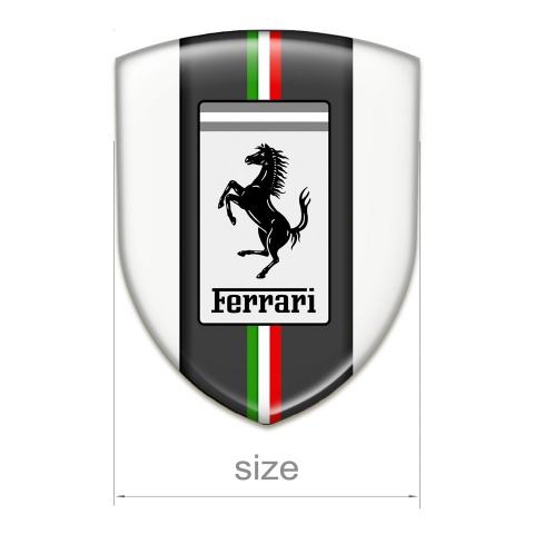 Ferrari Tuning Emblem White Base White Logo Style 