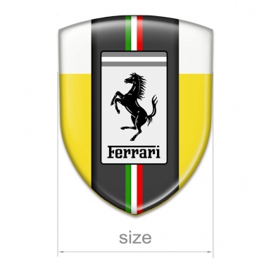 Ferrari Silicone Car Decal Badge Yellow white Background Edition 