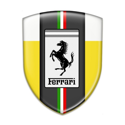 Ferrari Silicone Car Decal Badge Yellow white Background Edition 