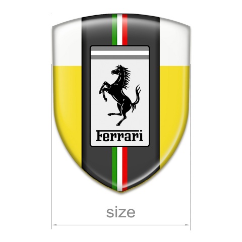 Ferrari Silicone Car Decal Badge Yellow white Background Edition 