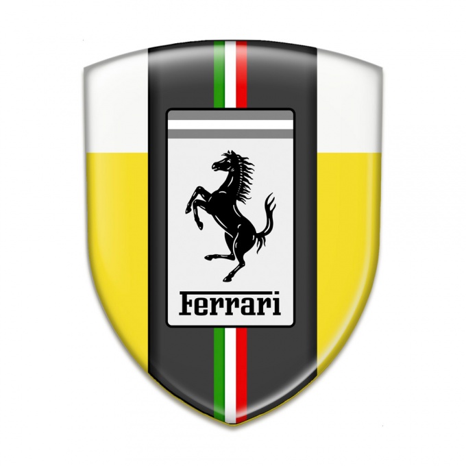 Ferrari Silicone Car Decal Badge Yellow white Background Edition 