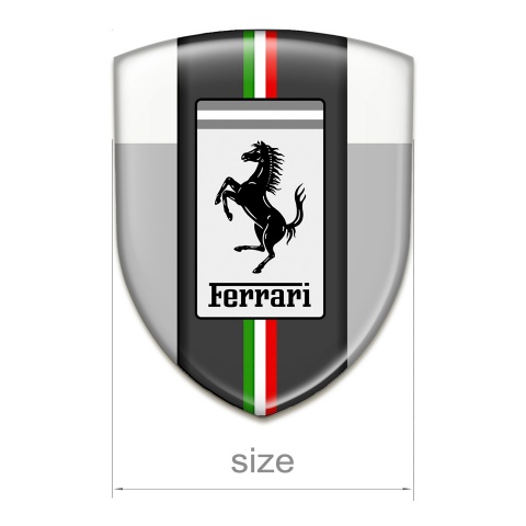 Ferrari Auto Emblem grey White Base Italian Flag Motive