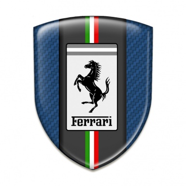 Ferrari Emblem Badge Logo Navy blue Carbon Italian Flag Motive 