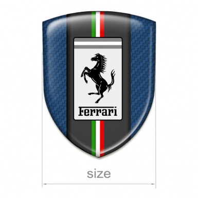 Ferrari Emblem Badge Logo Navy blue Carbon Italian Flag Motive 