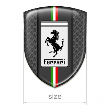 Ferrari Logo Emblem High End Carbon Style Italian Flag Motive 