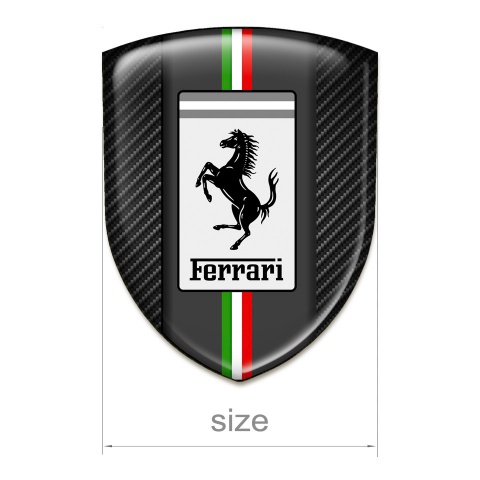 Ferrari Silicone Car Decal Badge Black Carbon base White Badge Logo