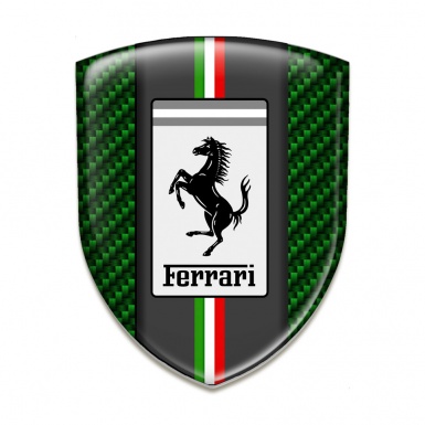 Ferrari Silicone Badge Green Carbon Background White Badge Logo 