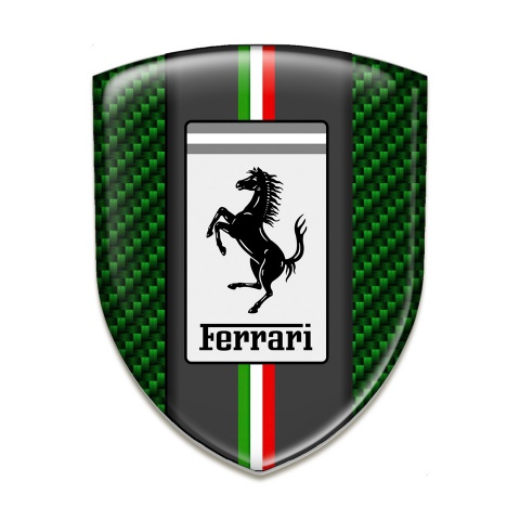 Ferrari Silicone Badge Green Carbon Background White Badge Logo 