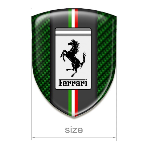 Ferrari Silicone Badge Green Carbon Background White Badge Logo 