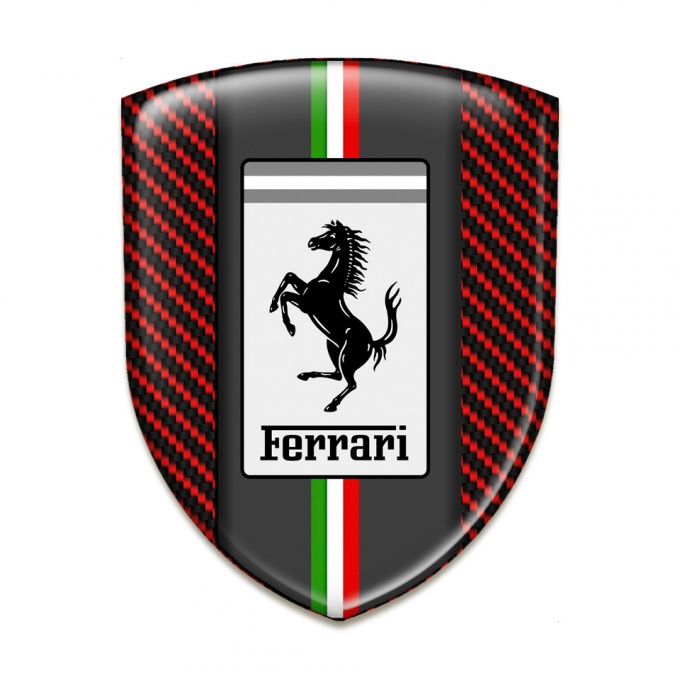 Ferrari Auto Emblemv Red cCarbon with Italian Flag motive 