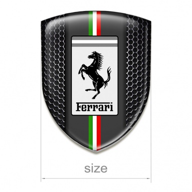 Ferrari Emblem Badge Logo Perforated Steel Base with White Badge Logo 