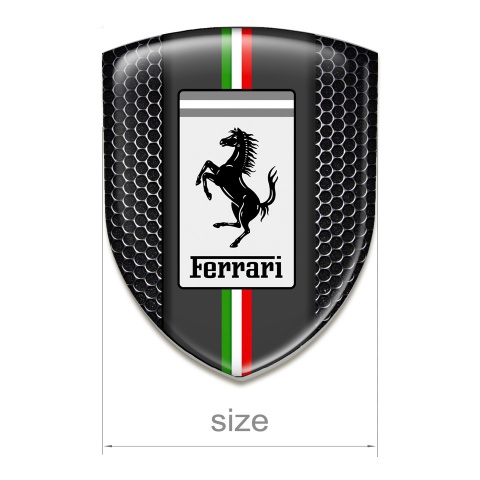 Ferrari Emblem Badge Logo Perforated Steel Base with White Badge Logo 