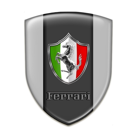 Ferrari Tuning Emblem Grey warp Italian Flag Logo Style 