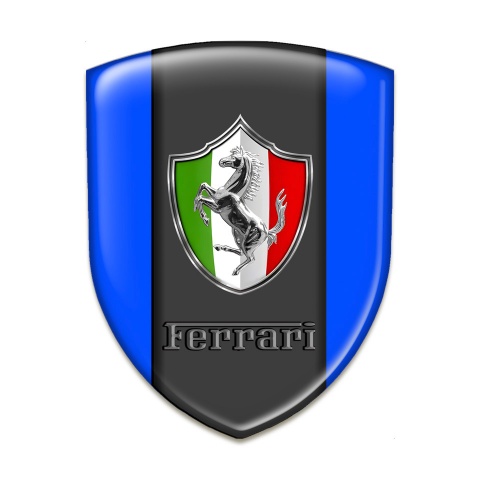 Ferrari Resin Sticker Blue Base Italian Flag Logo 