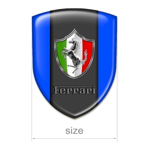 Ferrari Resin Sticker Blue Base Italian Flag Logo 
