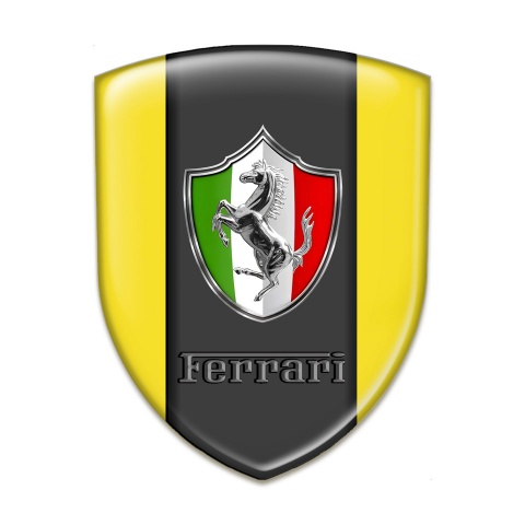 Ferrari 3D Gel Emblem Yellow Base Italian Flag Logo 