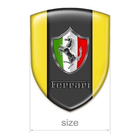 Ferrari 3D Gel Emblem Yellow Base Italian Flag Logo 