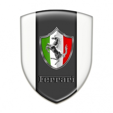 Ferrari Emblem Exterior Racing Edition White Base Italian Flag Logo 