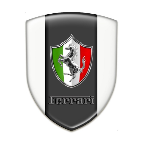 Ferrari Emblem Exterior Racing Edition White Base Italian Flag Logo 