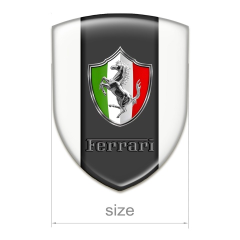 Ferrari Emblem Exterior Racing Edition White Base Italian Flag Logo 