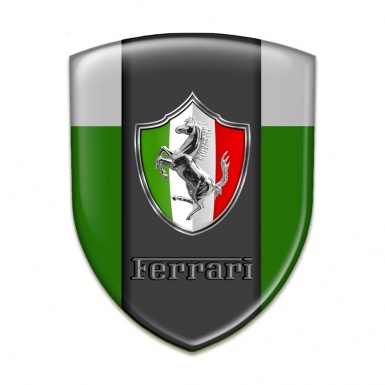 Ferrari Car Accessories Badge Green grey Base Italian Flag Logo version 