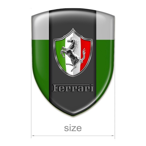 Ferrari Car Accessories Badge Green grey Base Italian Flag Logo version 